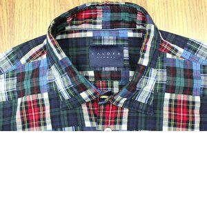 CALDER CARMEL REGULAR FIT 100% COTTON SHIRT PLAID PATCHWORK Sz MEDIUM, M